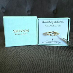 Shivam Dainty Fresh Water Pearl and White Topaz Ring💍